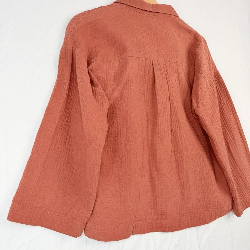 Madewell Women's Double Cotton Gauze‎ Oversized Pajama Shirt SZ-Large) cinnamon
